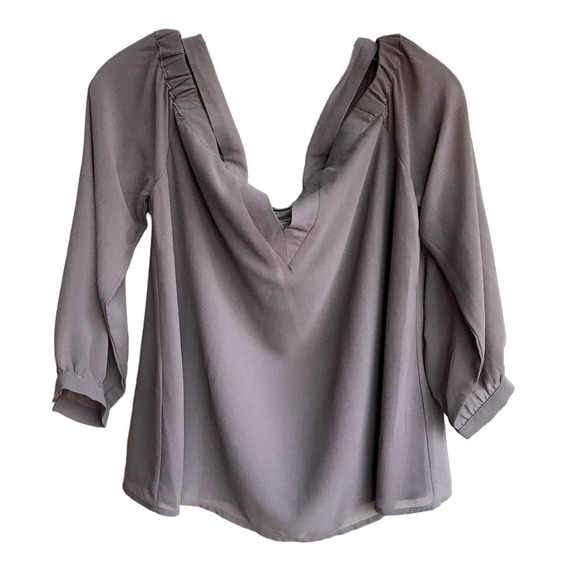 Entro Lilac Taupe Off the Shoulder Blouse - Picture 5 of 7